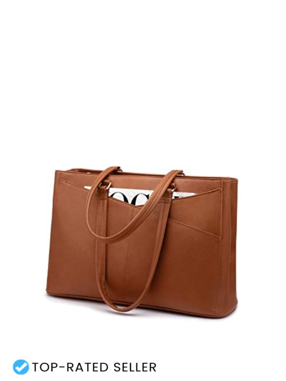 Faux Leather Laptop Tote Bag for Women Fits 15.6 Inch Computer Briefcase